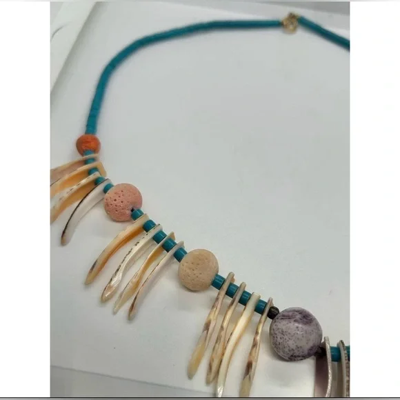 Vintage Turquoise Spiny Shell Bead Native American Heshi Beaded Necklace 23” - Picture 7 of 11